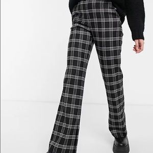 & Other Stories Black Wool Check Split Hem Pants